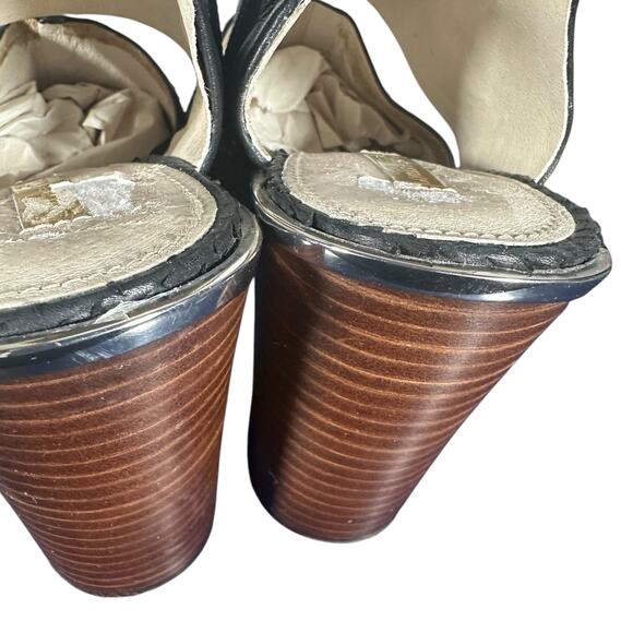 Louise et Cie Lo-Katlin Black Leather Heeled Sandals 8.5M Open Toe Bow Cutout - Picture 6 of 12